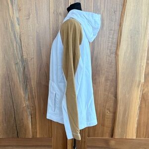 Stylish Foot Locker Fleece White and Tan Women's Hoodie - XL